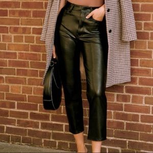 Curve Love Vegan Leather Ankle Straight Pants